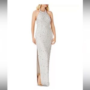 Aidan Mattox Pearl Halter Neck Dress